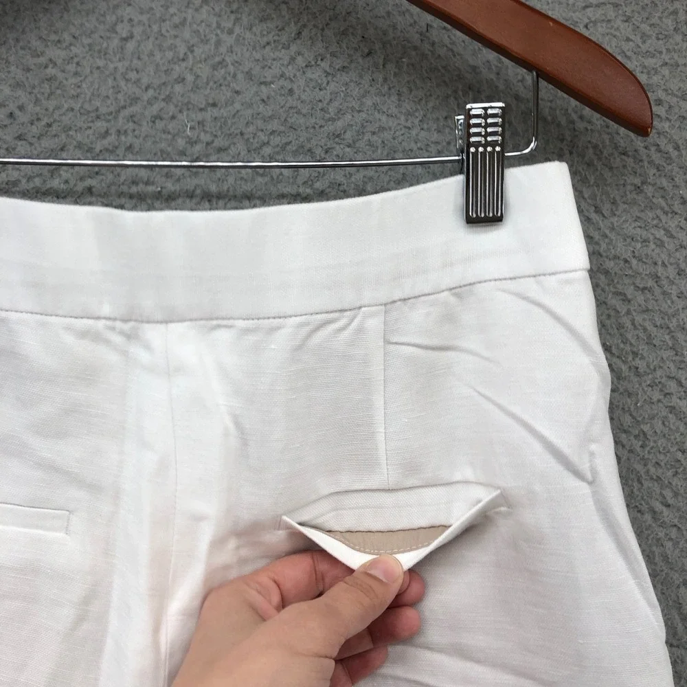 Wilfred Linen Pants Womens 6 Wide Leg High Rise White Classic Beach Resortwear